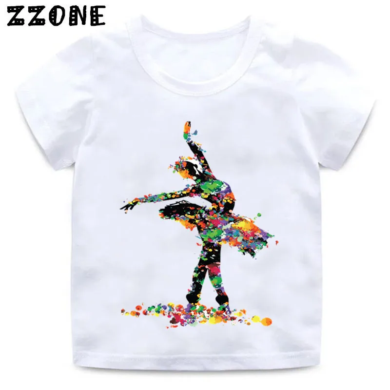 Дизайнерская футболка с надписью «I Love Ballet dancing Girl» для маленьких девочек детская повседневная одежда летняя белая футболка для малышей HKP5191 - Цвет: whiteI