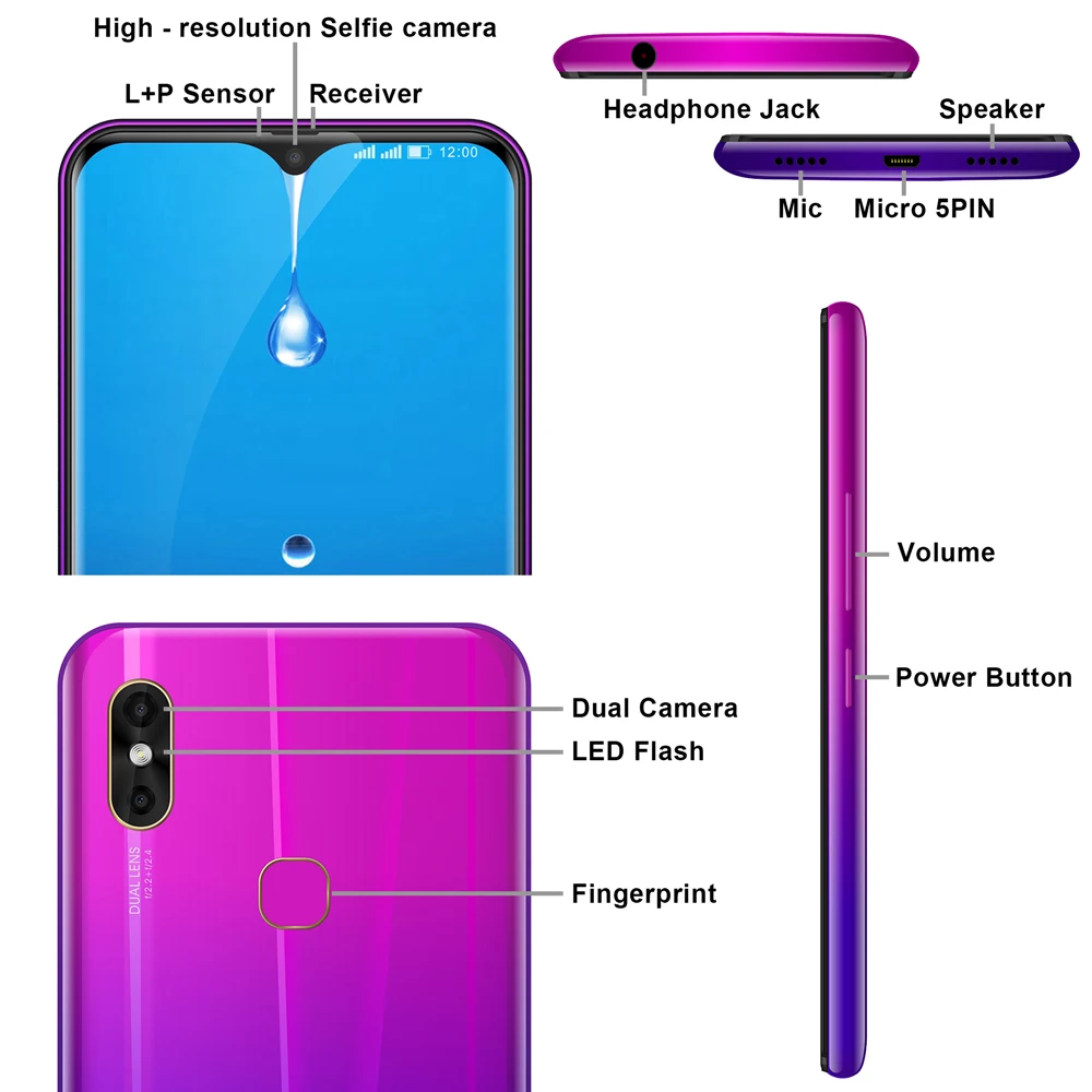 LEAGOO M13 Android 9,0 19:9 6," смартфон 4 ГБ 32 ГБ MT6761 четырехъядерный отпечаток пальца Лицо ID LTE 4G мобильный телефон с двумя sim-картами