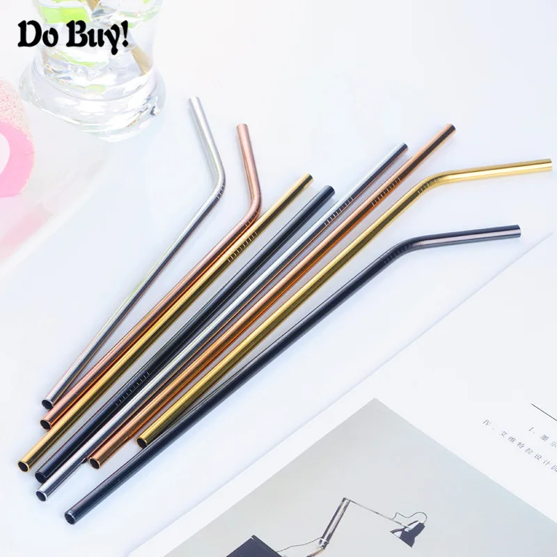 

2Pcs Drinking Stainless Steel Straws with 1 Cleaner Brush Eco-friendly Reusable Metal Straws High Quality Home Bar Accessories