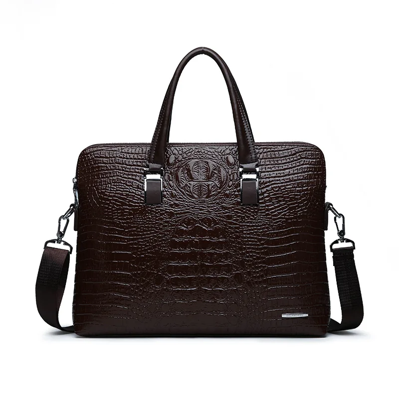 

Vintage Leather Men's Bag Business Briefcase Laptop Men Crocodile Laptop Bag Office Bags For Men Shoulder Bag Masculina Maletin