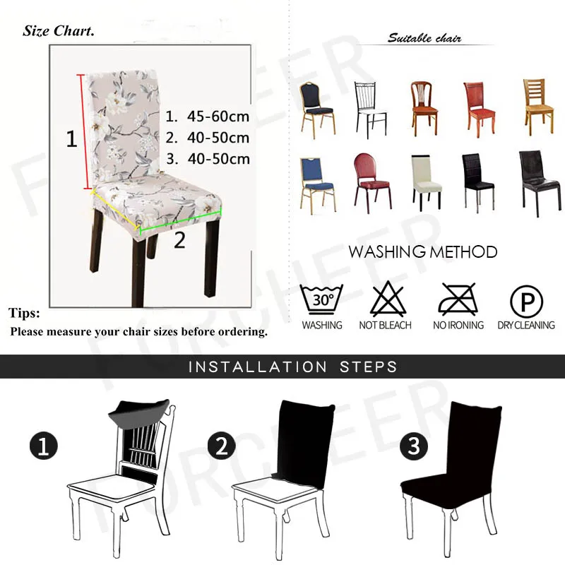 1 шт. полиэстер цветок обеденный стул чехлы для Свадебная вечеринка председатель обложка съемные обеденный стул покрывает хлопок домашний