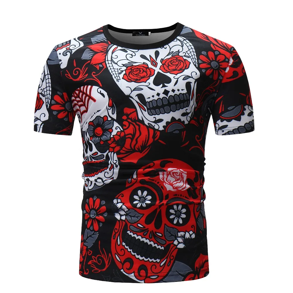 

Mens Skulls 3D Printed Short Sleeve T-shirt 2018 New Fashion Style Casual Tops for men Mens O-Neck Short Sleeve Printing Tees