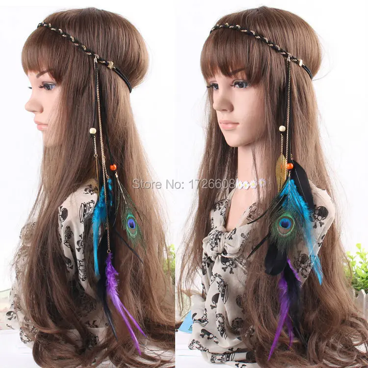 Wholesales real natural feather long hair extensions put