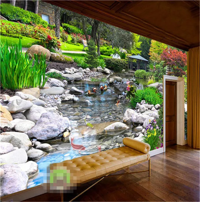 

Custom Photo Wall Paper 3D Park Green Plant Creek Nature Landscape Wall Painting Living Room Bedroom Background Mural Wallpaper