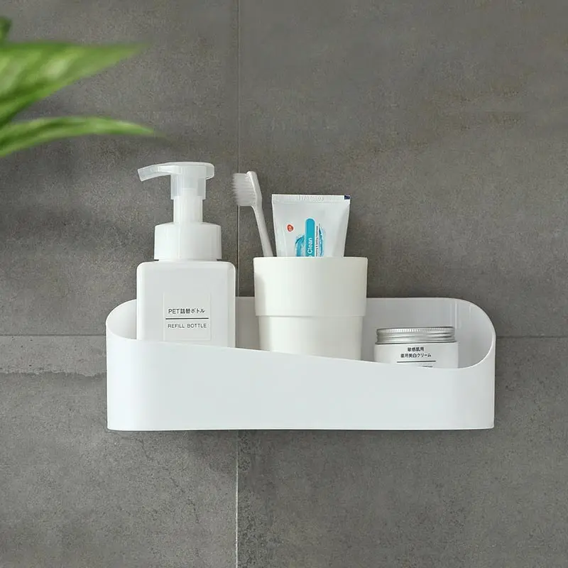 

Bathroom Non-Perforated Shelf Kitchen Bathroom Geometric Shape Plastic Wall Hanging Shelf Super Load-Bearing