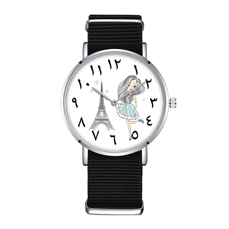 

D-0025 BAOSAILI Carton Girl And Tower Ladies Watch Arabic Numerals Dial Design Watch Women Casual Creative Clock