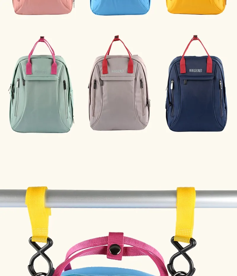 Solid Color Waterprrof Insulation Double Bottle Mummy Diaper Bag 16