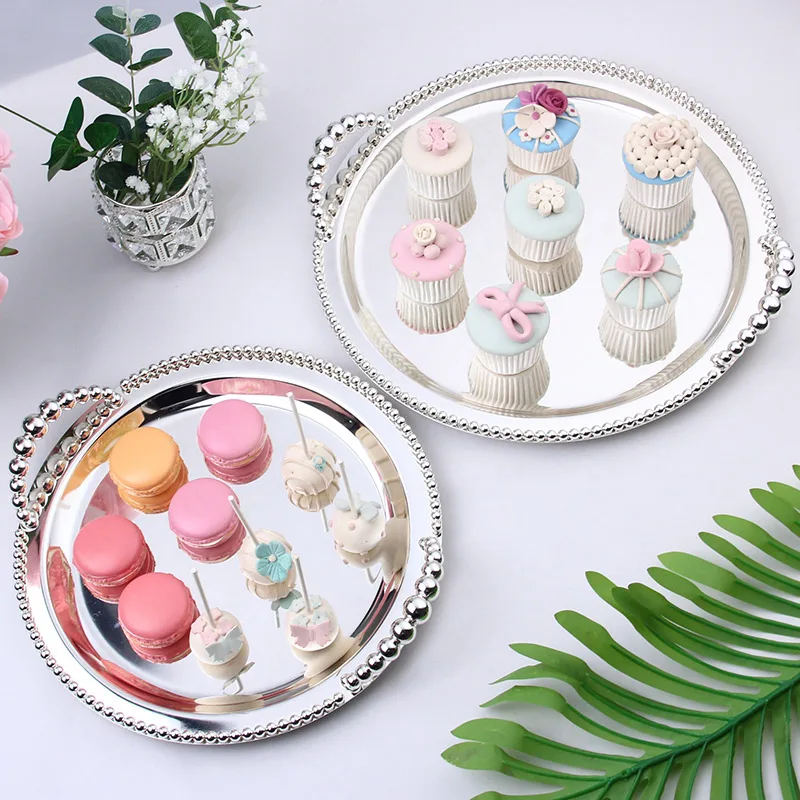 

Fruit plate silver Metal Dessert plate Cake topper wedding snack trays Dessert plates Tableware decoration Wedding decoration