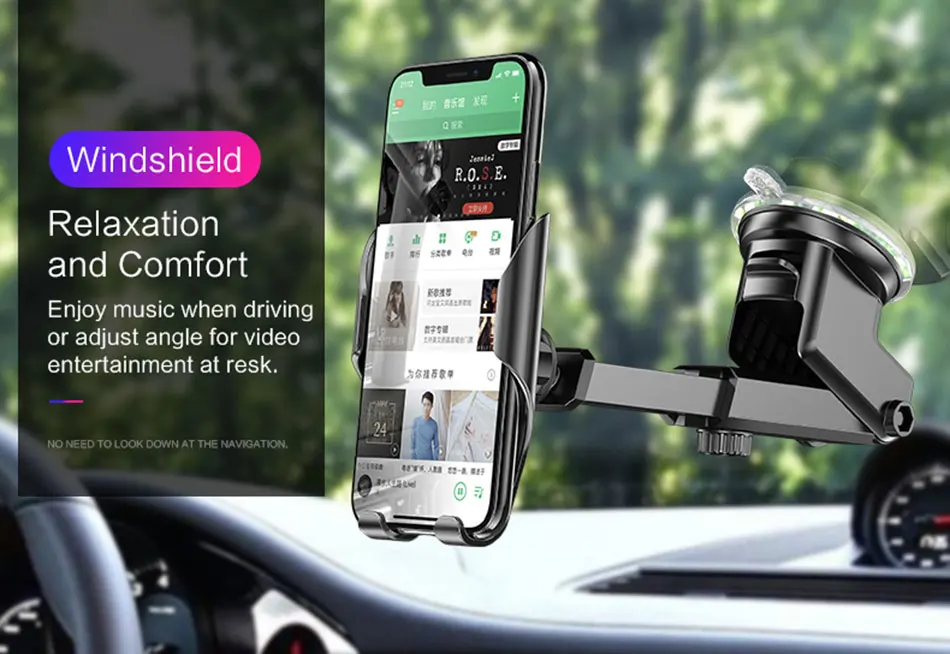 LINGCHEN Автомобильный держатель для телефона для iPhone X XS MAX 8 7 Plus XIAOMI лобовое стекло автомобильный держатель для телефона Подставка Автомобильный держатель для samsung S9 S8