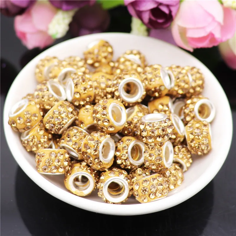 

20Pcs Big Hole Rhinestone Glass Murano Spacer Charm Beads Fit For Original Pandora Bracelet Necklaces for Jewelry Making Beads