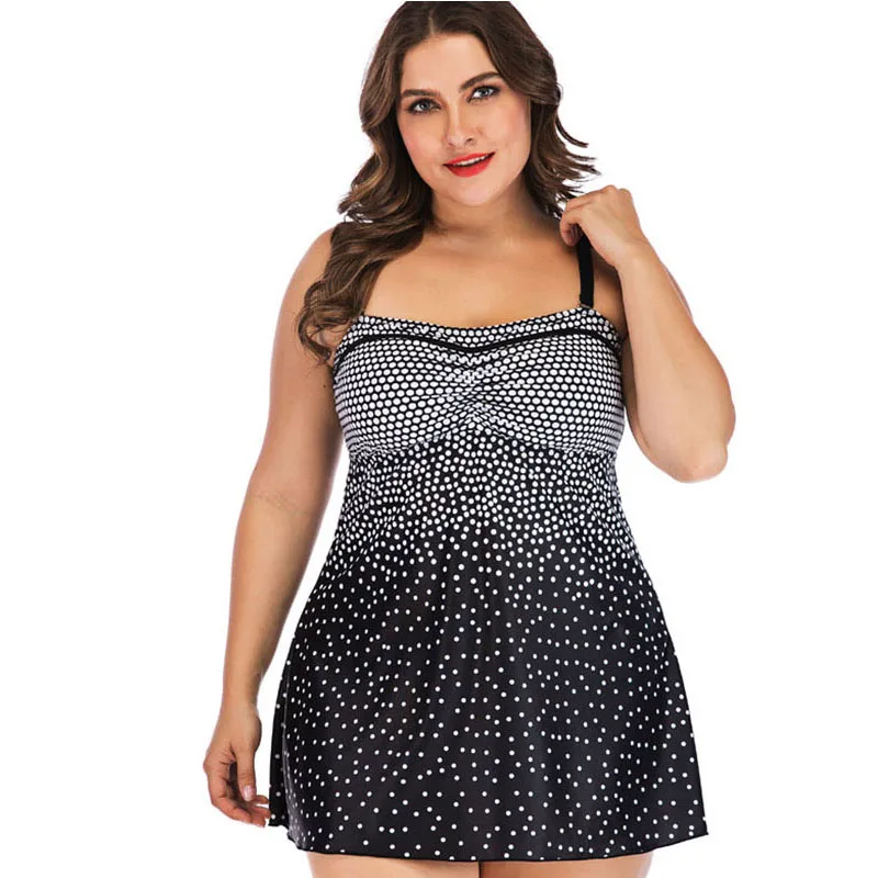 2019 New Dot print Two Piece Swimsuit Tankini Plus Size Swimwear for