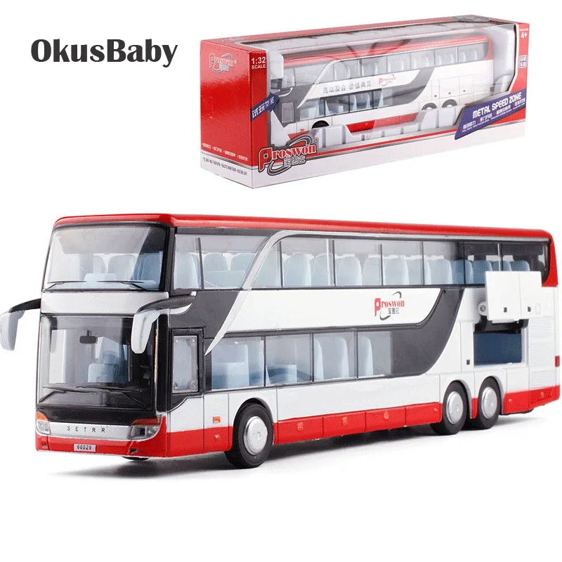 Фирменная Новинка продаж высокое качество 1:32 сплава отступить модель автобуса, высокая имитация двойной автобус экскурсии, мигающая