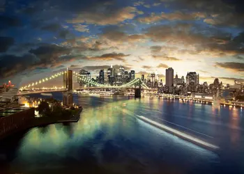 

night sky New York super city skyline sunset Bridge river backdrop Vinyl cloth High quality Computer print wall Backgrounds