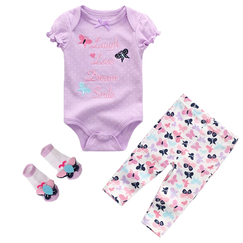 Комплект детской одежды Kiddiezoom 3 шт./лот летний хлопковый комбинезон с коротким