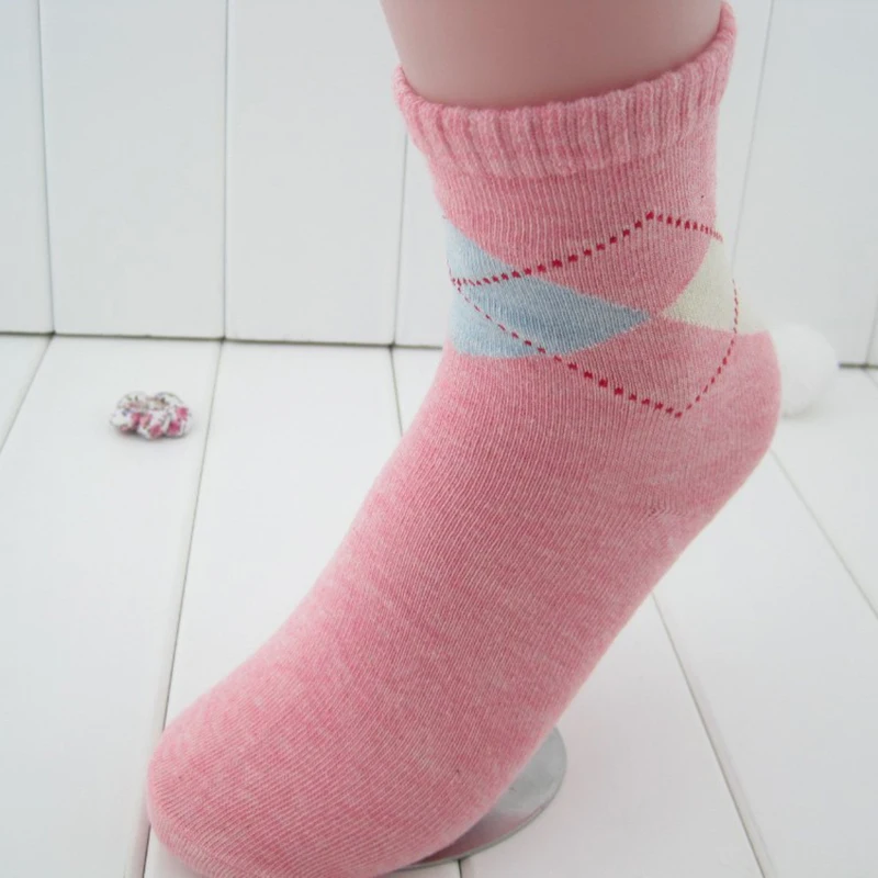 

10 pairs=1 lot new arrival high quality women's socks with Winter Rhombus design cotton sock Free Shipping MF4684914