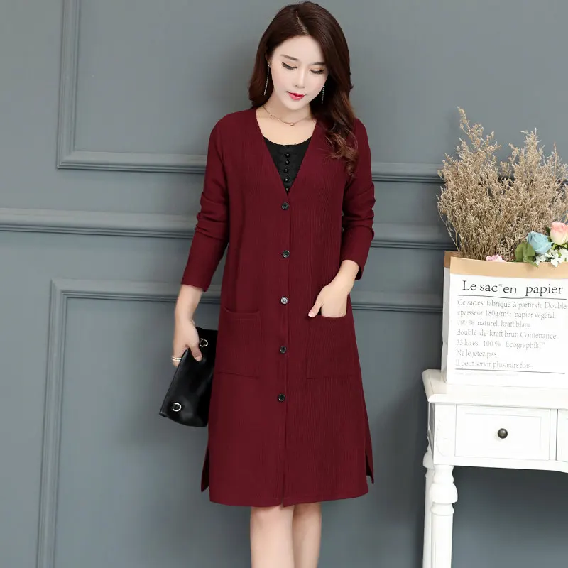 Длинный вязаный кардиган размера плюс 5XL, Женская куртка Sueter Mujer, новые весенние женские базовые пальто, вязаный кардиган, женский свитер C4569