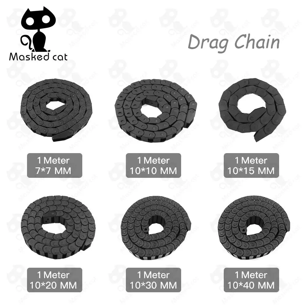 

1Meter Plastic Transmission Drag Chain cnc kit mechanic Chain Wire Carrier end connectors for cnc parts & Router Machine Tool