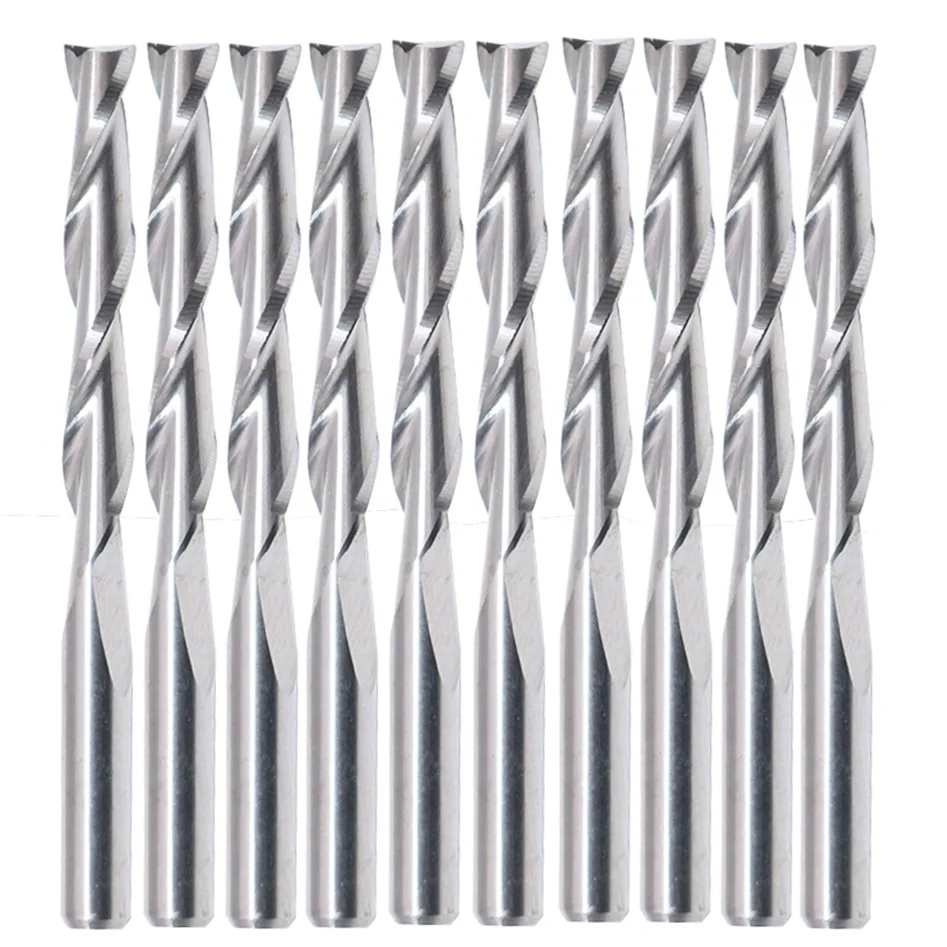 

10x Double Flute Spiral Cutter 3.175x22mm CNC Router Bits Wood Acrylic Drill