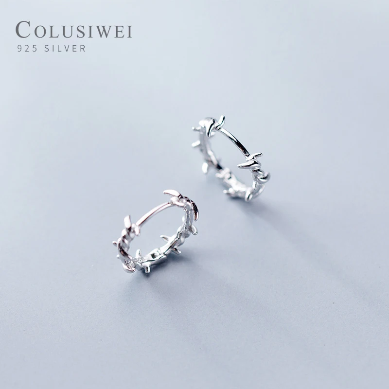 

Colusiwei Irregular Thorns Rattan Hoop Earrings for Women 925 Sterling Silver Simple Plant Ear Hoops Female Fashion Bijoux