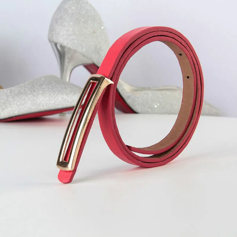 Роскошная металлическая пряжка тонкий ремень классический дикий женский минималистичные тонкие ремни Пояс для одежды аксессуары - Цвет: Red