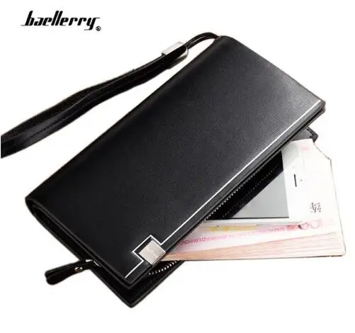

Baellerry Wallet Business Men Wallets Solid Leather Long Purse Casual Wallet Men 50PCS/lot