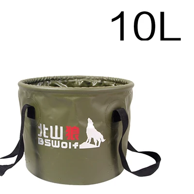 BSWolf 10L/20L портативная наружная дорожная складная сумка для умывальника, моющая сумка для рыбалки, ведро для воды, оборудование для кемпинга - Цвет: Army green 10L