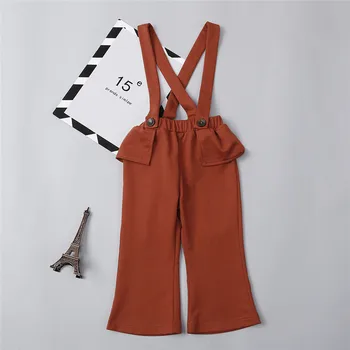 

2018 New Toddler Kids Girls Ruffles Big Pants Overalls Sleeveless Back Cross Trousers Jumpsuit Outfits 1-7Y Girls Clothes.YO62B