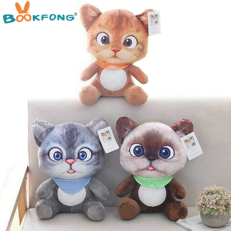 

Cartoon Movie Figure Three Diablos Puss Cat Plush toy Stuffed Cat Animals Birthday Gift Pillow Toys for Children