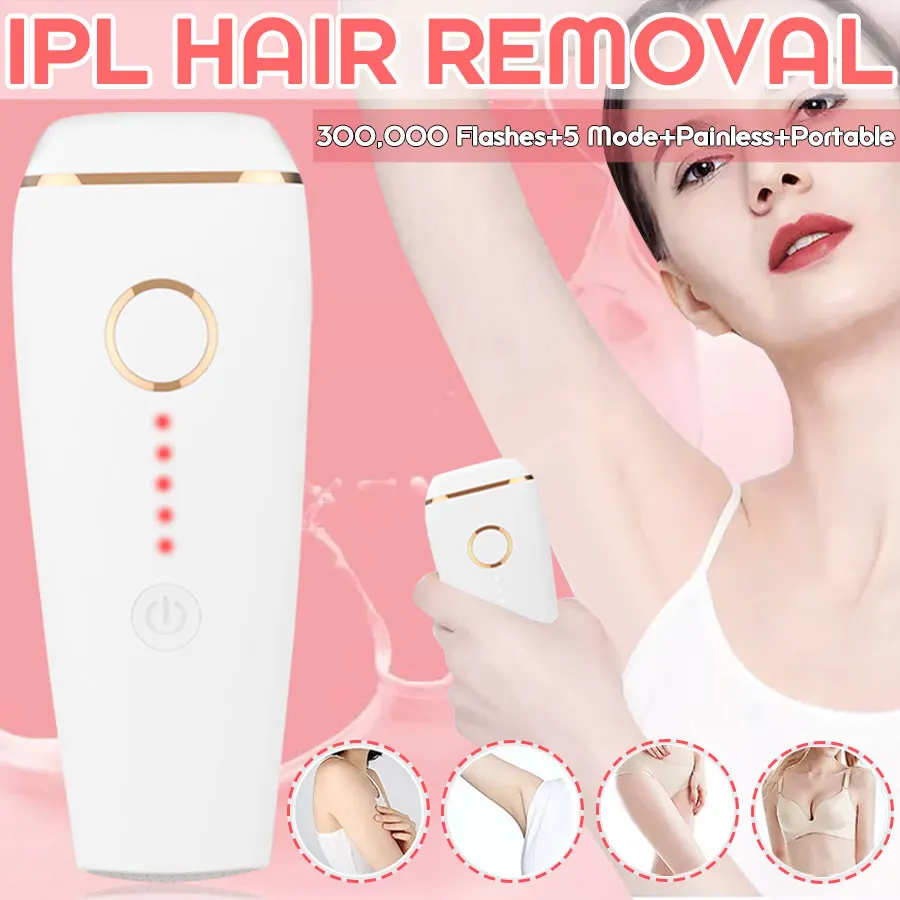 

Women IPL Epilator Permanent Hair Removal Laser Depilator Body Leg Bikini Trimmer Epilator Machine 300000 Flashes 5 files