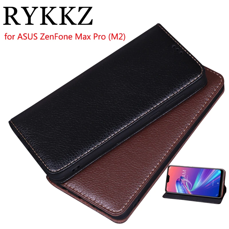 Роскошный кожаный чехол RYKKZ с откидной крышкой для ASUS ZenFone Max Pro (M2) ZB631KL 6 3 ''