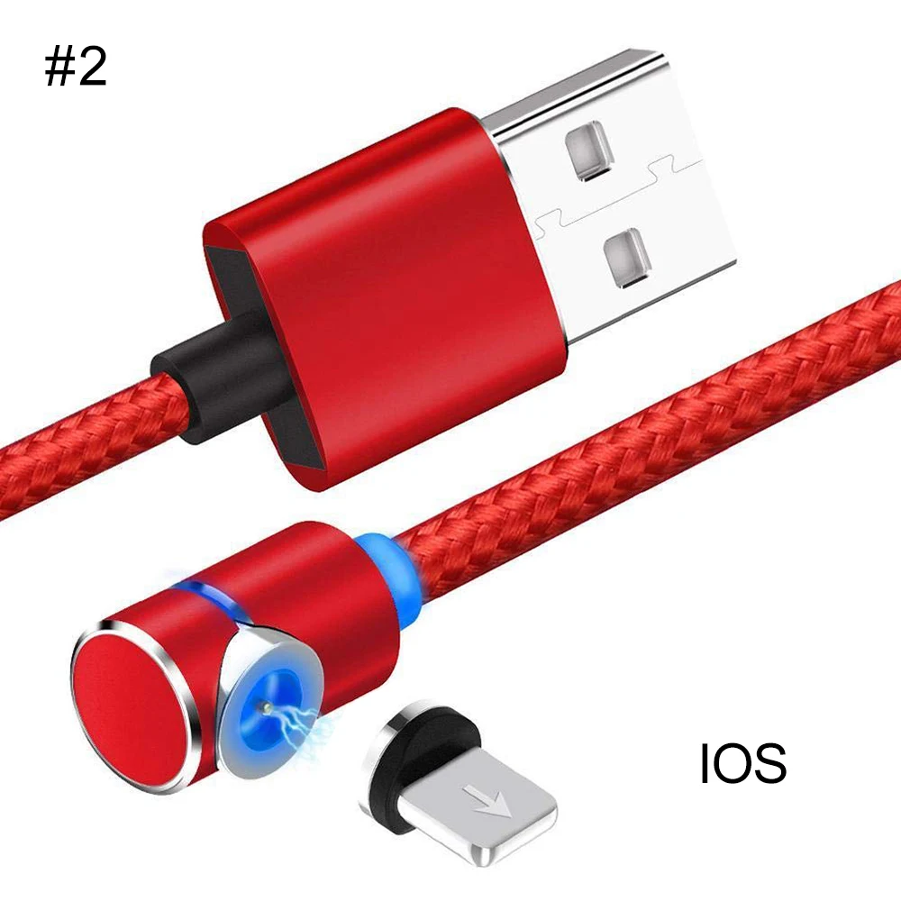 1 м Быстрый Магнитный кабель Micro usb type C зарядное устройство для iPhone XS X 8 samsung S8 магнит Android телефонный кабель Шнур 90 градусов - Цвет: For iphone red