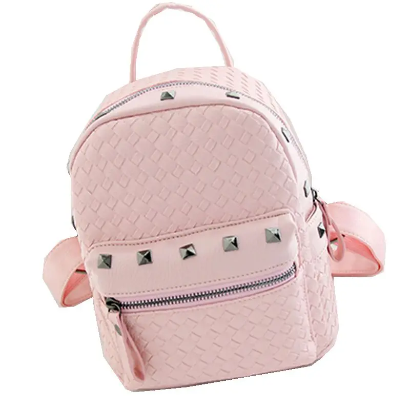 New 2016 Fashion Mini Bags PU Leather College Bag Rivet Backpacks Knitting Leather Backpack ...