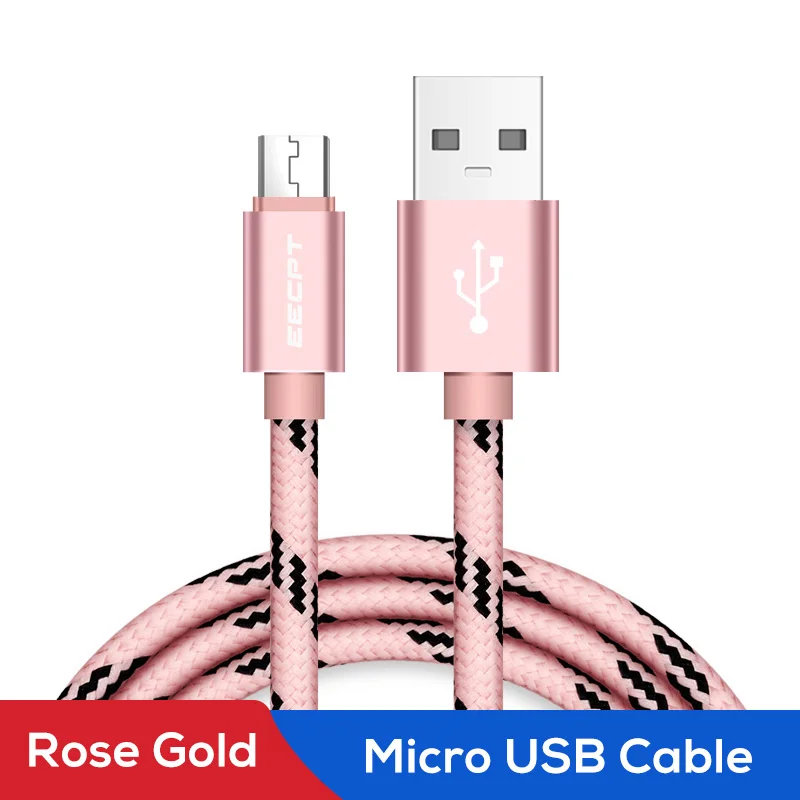 EECPT Micro USB кабель Быстрая зарядка Microusb кабель зарядного устройства для samsung S7 S6 Xiaomi Redmi 4 Note 5 Android мобильный телефон провод шнур - Цвет: Rose Gold