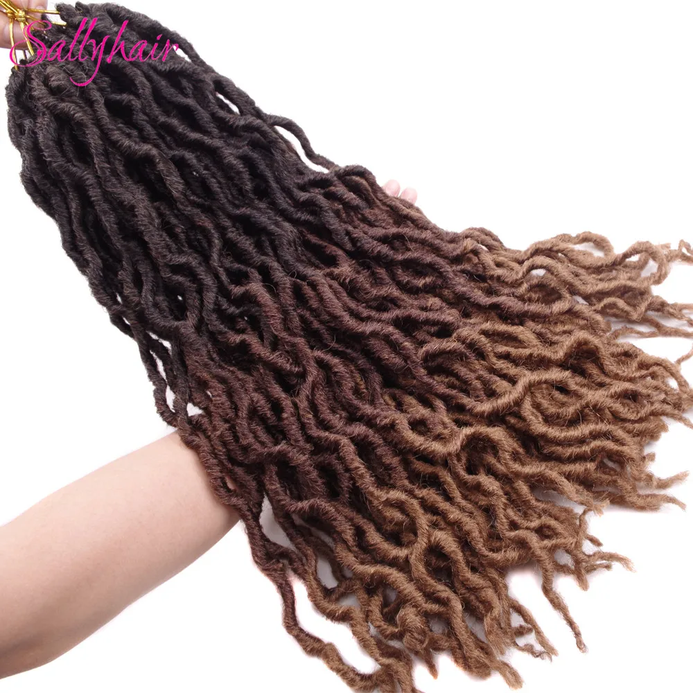 Sallyhair вязанные косички для наращивания волос 24 пряди/упаковка Faux locs Curly Ombre синтетические плетеные волосы 18 дюймов