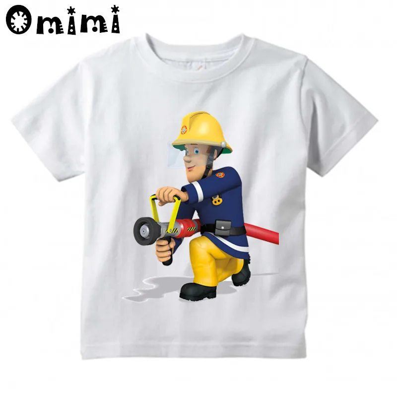 

Kids Sam Fireman Firefighter Design T Shirt Boys/Girls Great Kawaii Short Sleeve Tops Children's Funny T-Shirt,ooo3062