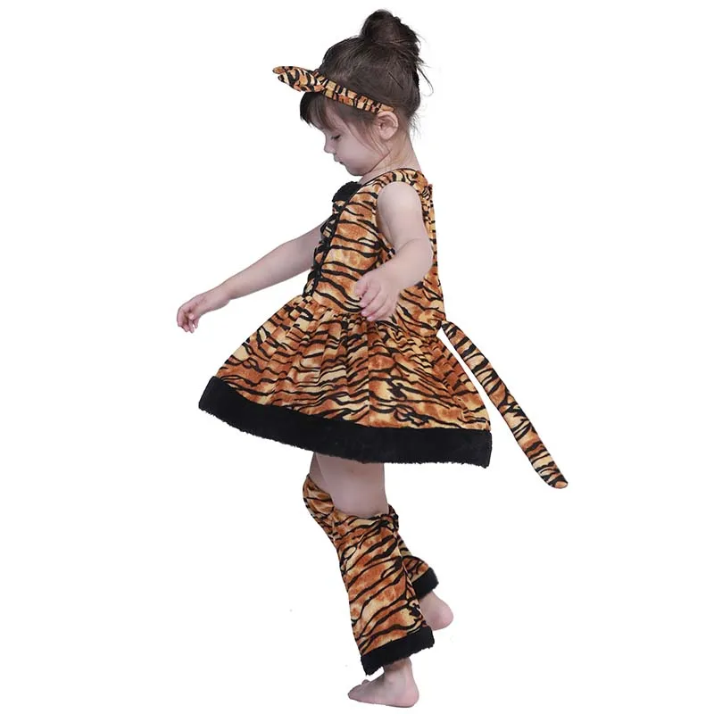 Eraspooky Cute Tiger Cosplay Girls Halloween Costume for Kids Tiger Stripes Dress Animal Fancy Dress Carnival Party Headband Eraspooky Cute Tiger Cosplay Girls Halloween Costume for Kids Tiger Stripes Dress Animal Fancy Dress Carnival Party Headband