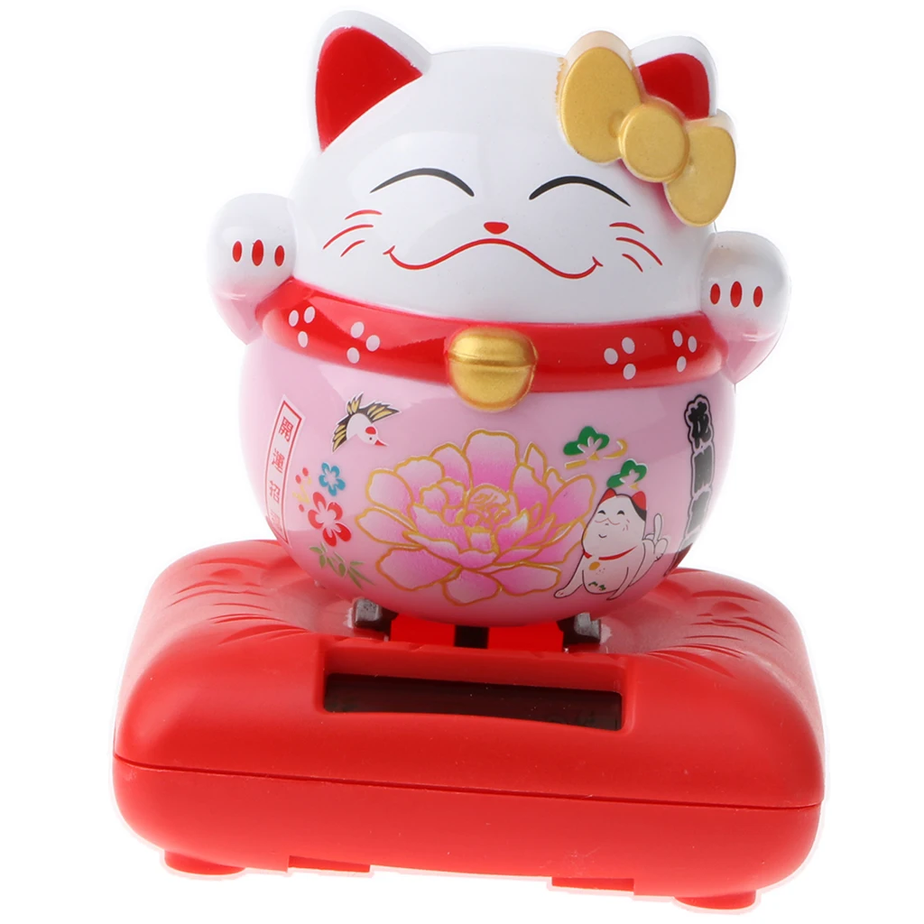 Lucky Cat солнечной Мощность Танцы кивая рисунок японского Кот приносящий удачу статуэтка животного животных фигурка-модель игрушка для декора дома