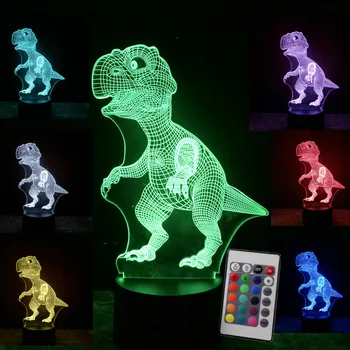 

3D Illusion Dinosaur Halloween Mask 7 Color Led Touch Bulb Decoration Animal Light Up Glow In The Dark Toys Christmas Boys Gift