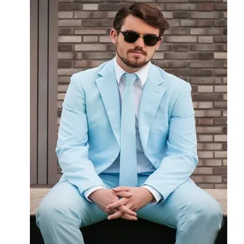 

Light Blue Multi-Style tailor made slim fit suits for men Latest Design Tweed wedding dress For man custom mens suit Blazer