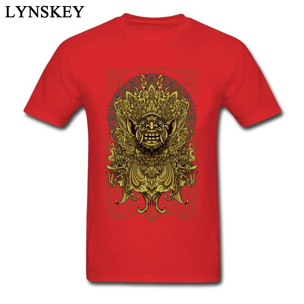 Men T Shirts Retro Custom Tops T Shirt Autumn 100% Cotton O-Neck Short Sleeve Normal Balinese Barong Reanimation Clothing Shirt Balinese Barong Reanimation red