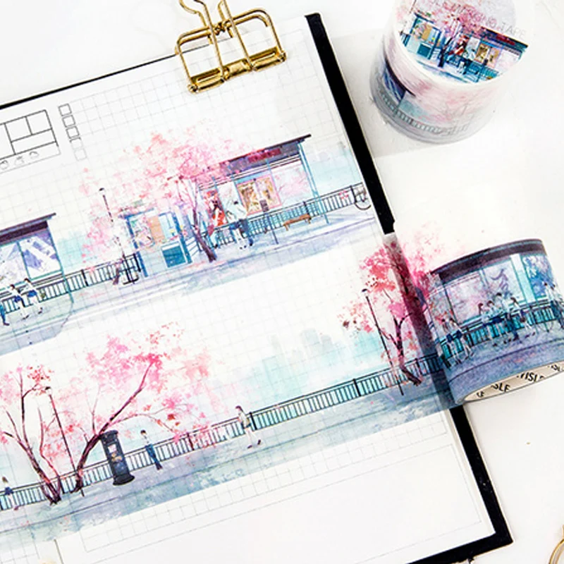 

6cm*7m Beautiful Cherry blossom street washi tape diy decoration for scrapbooking masking tape adhesive tape kawaii stationery