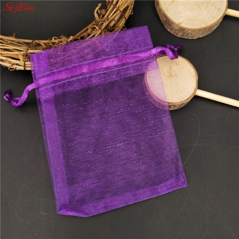 dark purple 25 шт., белые сумки из органзы с сердцем, очаровательные ювелирные сумки, свадебные, рождественские, вечерние, подарочные мешочки для подарка любви, ювелирные изделия 29*39 см 5ZSH321-25 - Цвет: dark purple