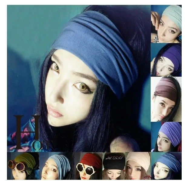 4,5 дюймов женские необработанные края широкие хлопковые эластичные повязки на голову спортивные повязки для волос головной убор хиджаб Бандана тюрбан резинка