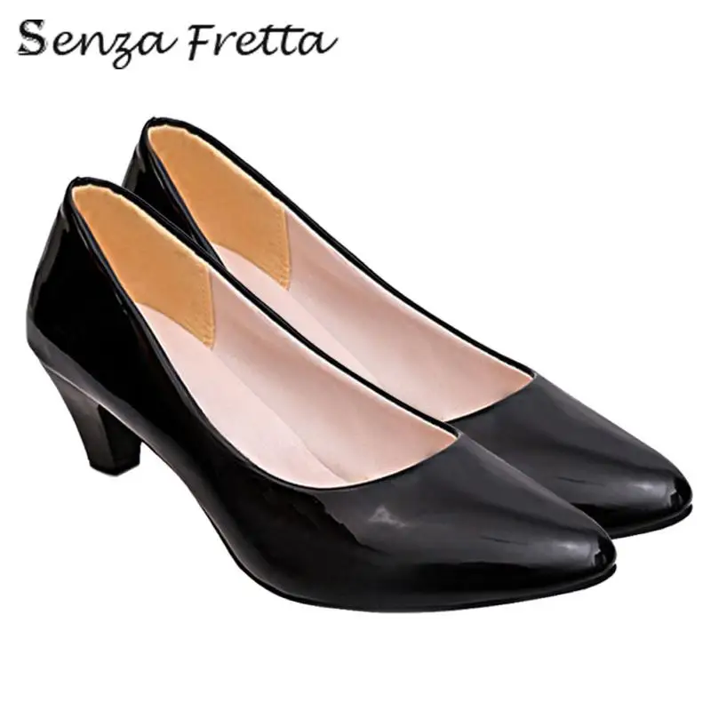 

2017 Casual Dress Shoes Spring Autumn Fashion Nude Shallow Pointed Toe Slip On Heel Pumps Black Women High Heels WS189