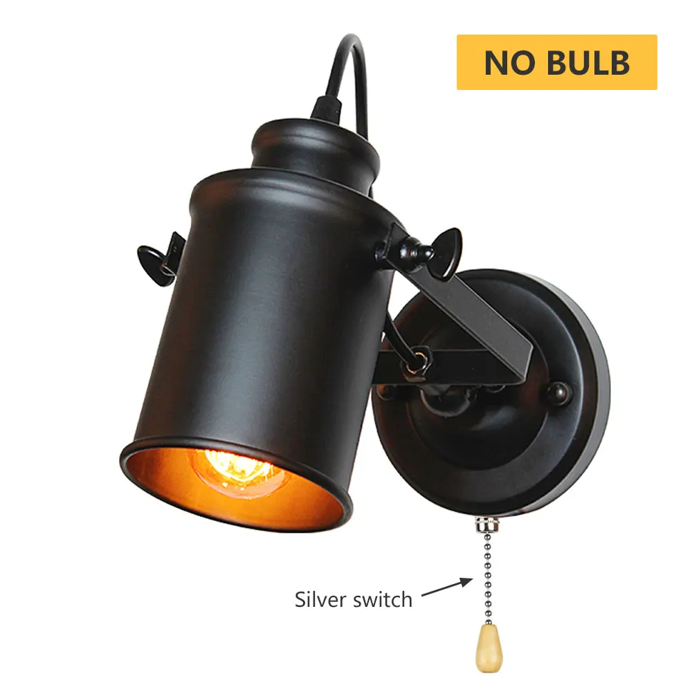 Pull chain switch Промышленный настенный светильник, винтажный настенный светильник с кнопкой/переключателем затемнения, удобный ретро бра, лофт, американский кантри, настенный светильник - Цвет абажура: Pull chain switch