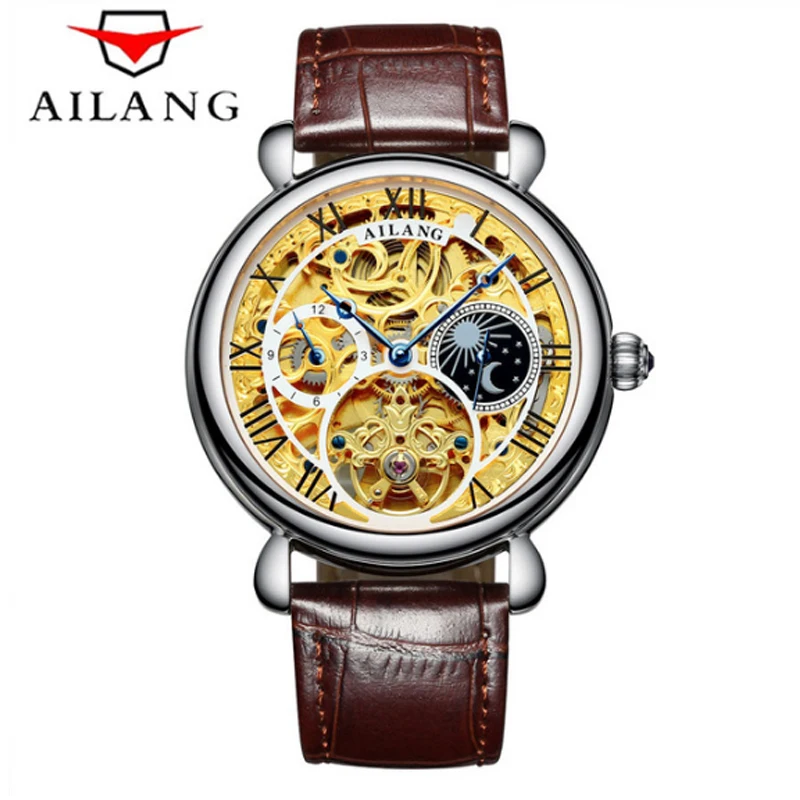 Business Tourbillon mens watches first-brand luxury waterproof knock-down strap watch men automatic skeleton mechanical watch