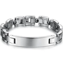 Man Chain & Link Hologram Bracelets Classical Stainless Steel with Magnetic Stone Health Care Men Jewelry GS3019