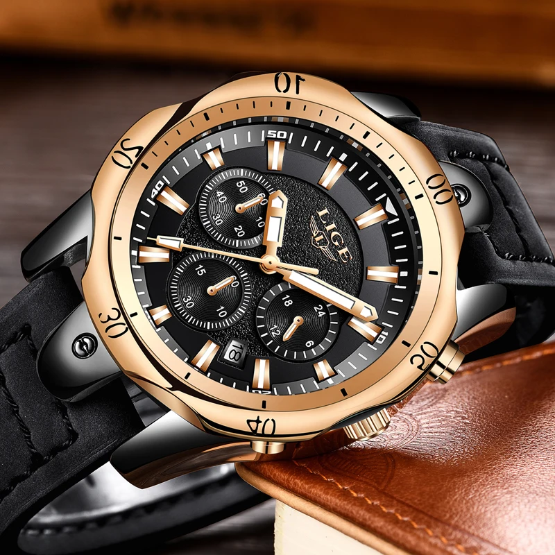 

LIGE 2018 New Men Watch Top Brand Luxury Quartz Clock Casual Fashion Large Dial Leather Military Sport Watches Relogio Masculino