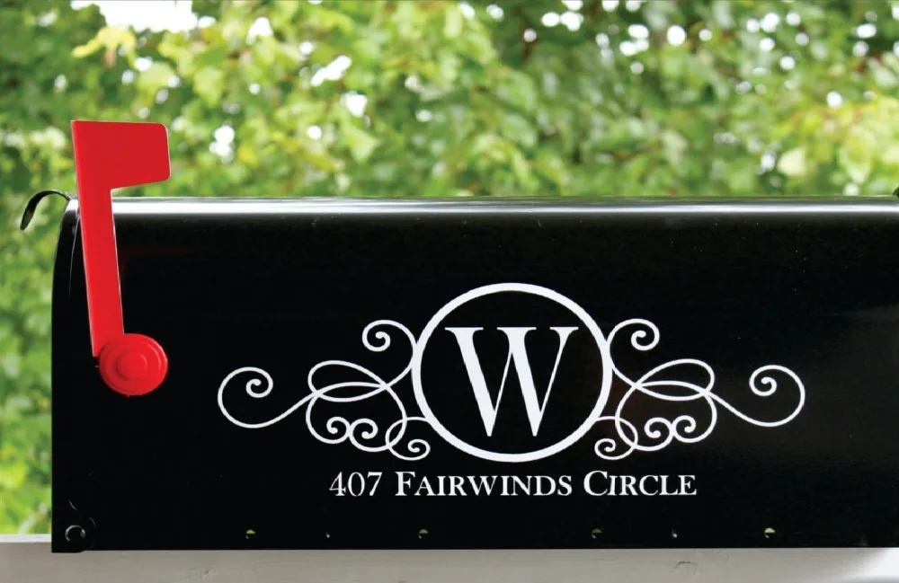 

Literary Style Customized Your Name Initial And Address Mailbox Silhouette Decals Removable Adhesives Mural Vinyl Sticker S-788