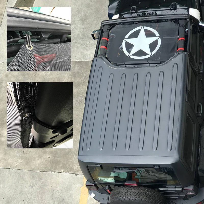 Черная Солнцезащитная сетчатая верхняя крышка JXLCLYL для Jeep Wrangler JK JKU 2 4Door 2007